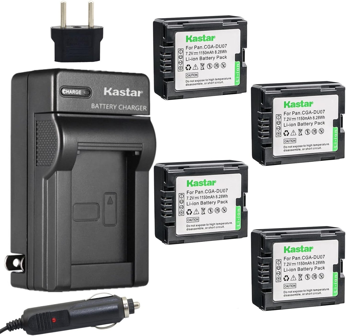Kastar Battery 4-Pack + Charger for Panasonic Cameras and Camcorders