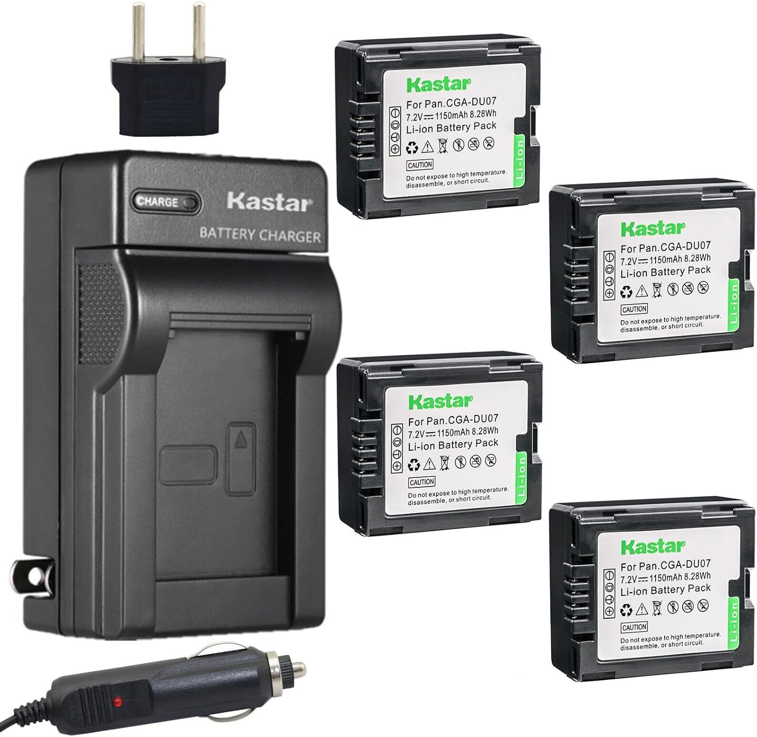 Kastar Battery 4-Pack + Charger for Panasonic Cameras and Camcorders