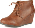 Womens Wedge Ankle Booties Low Heel Lace Up - Comfortable 2.75in
