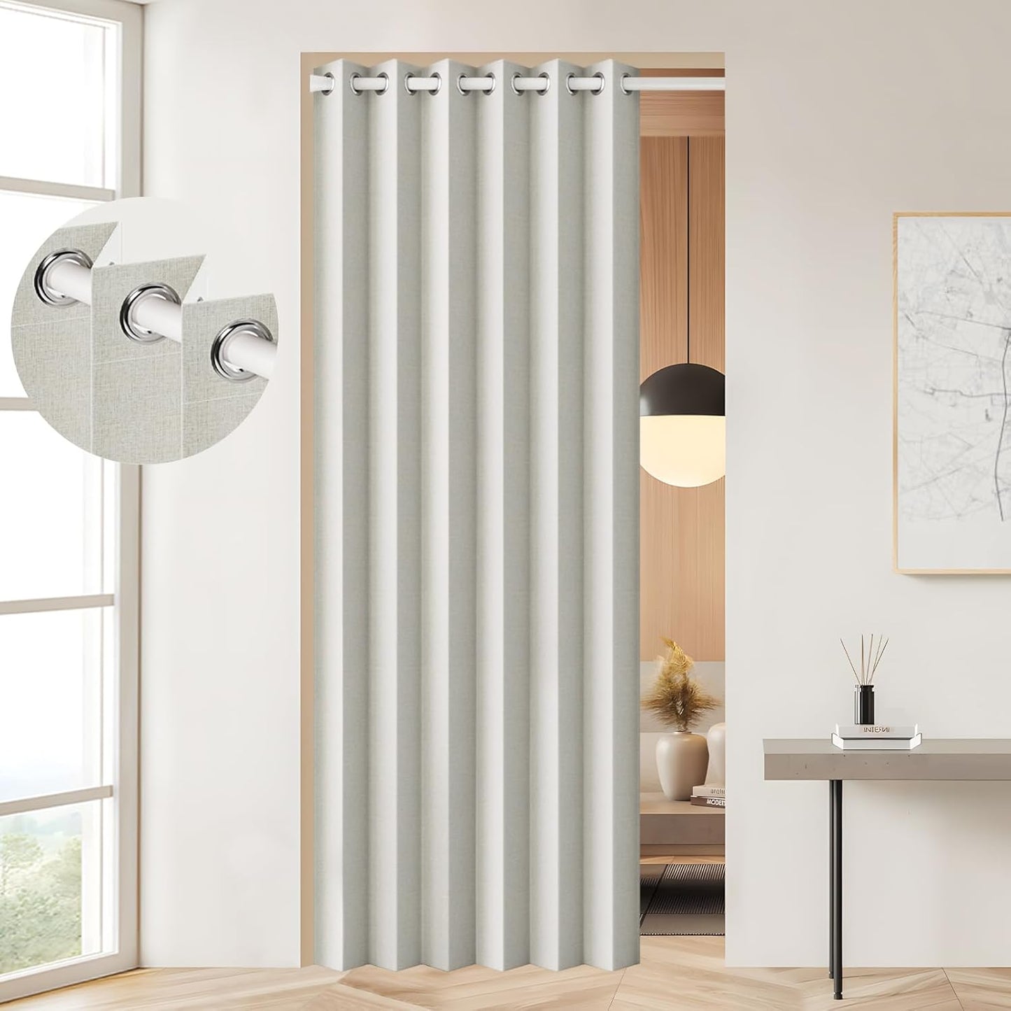 100% Blackout Magnetic Folding Door Curtain for Room Divider