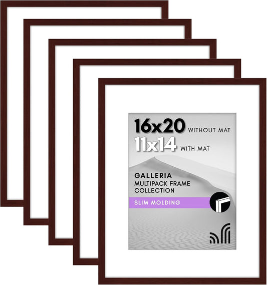 16x20 Picture Frame Set of 5 with Mahogany Finish for Display