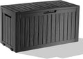 75 Gallon Outdoor Storage Box Black - Lockable Resin Deck Box