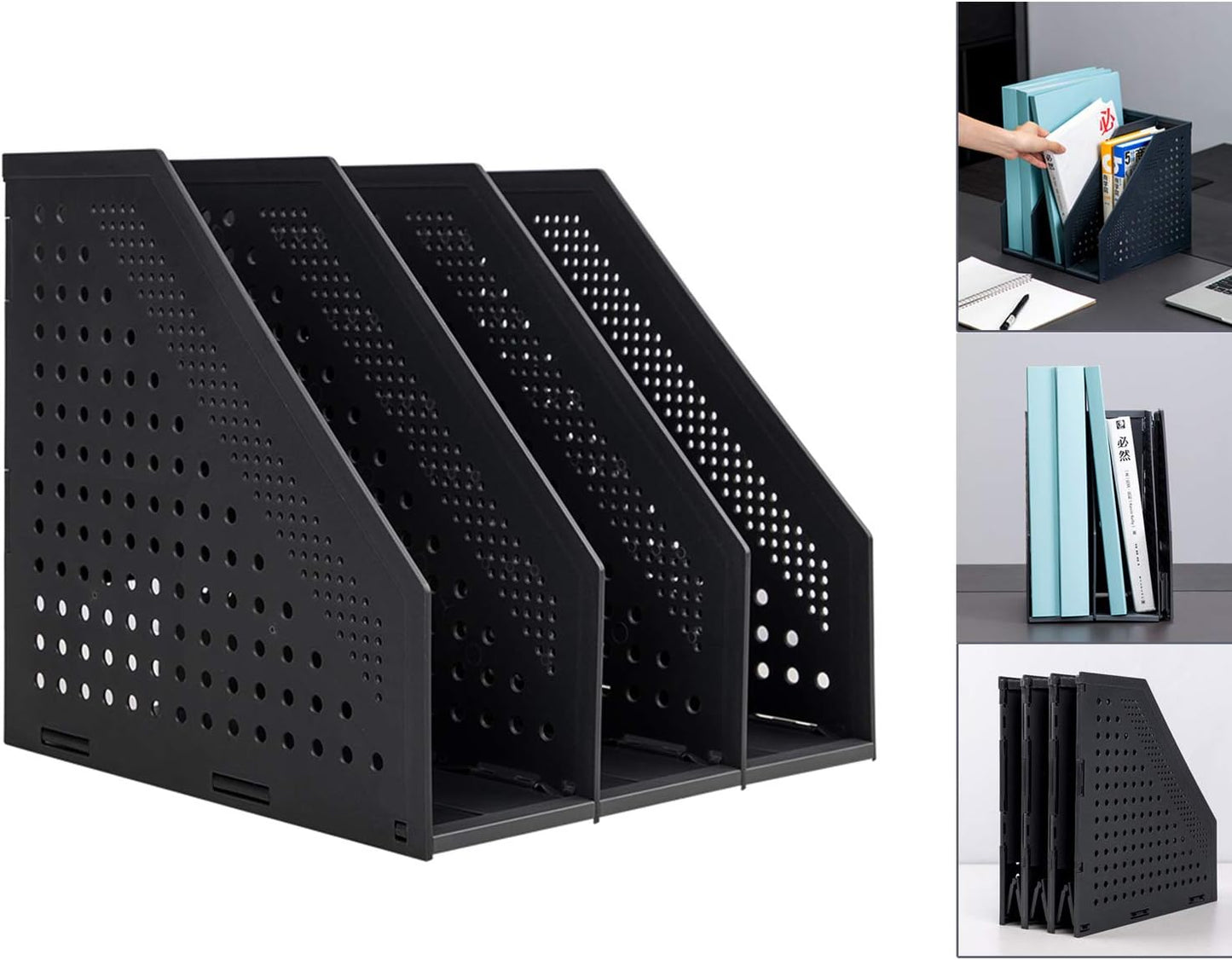 Leven Collapsible Desk Organizer - 3 Vertical Compartments