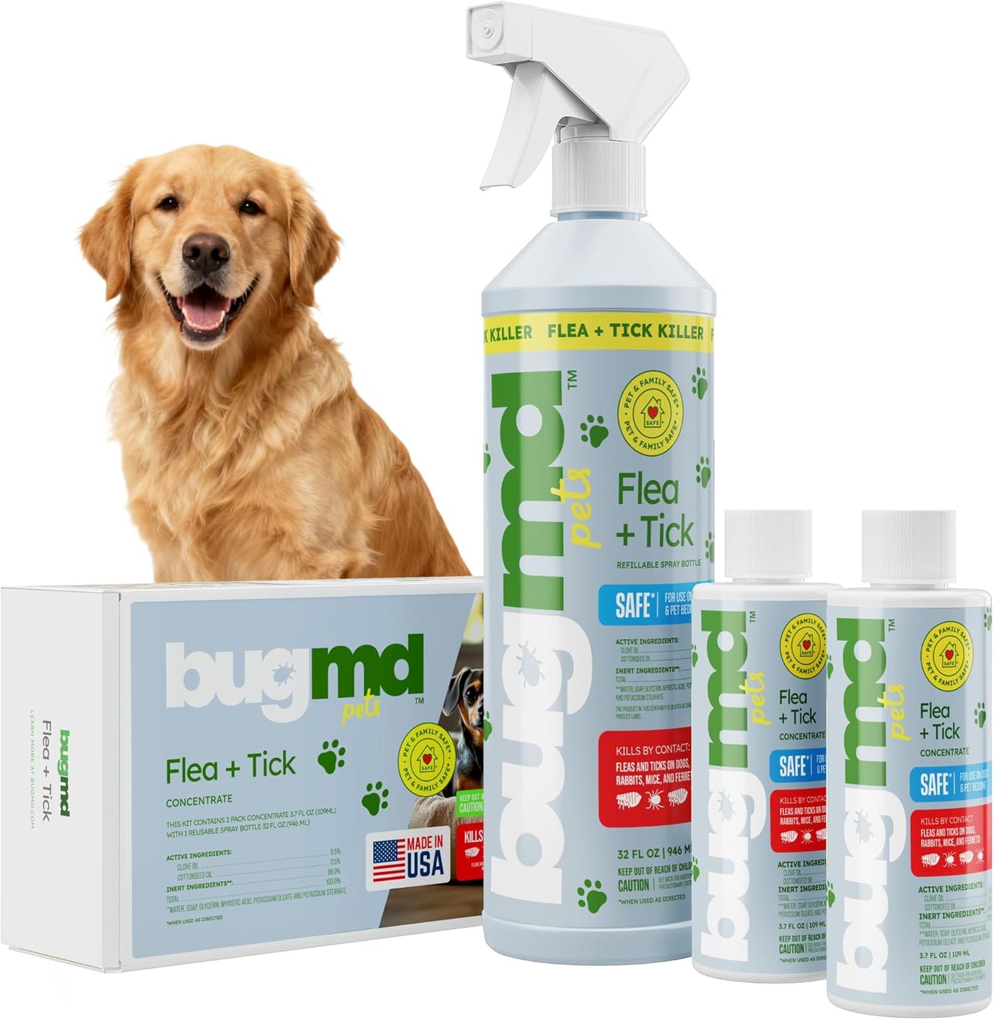 BugMD Flea and Tick Concentrate for Dogs - Essential Oil Formula