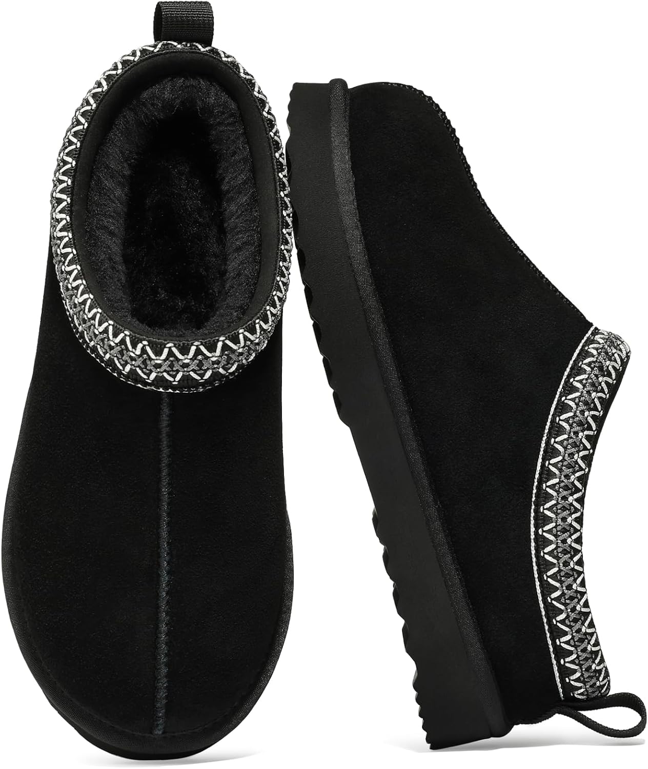 Genuine Suede Fuzzy Slippers for Women - Cozy Winter Boots