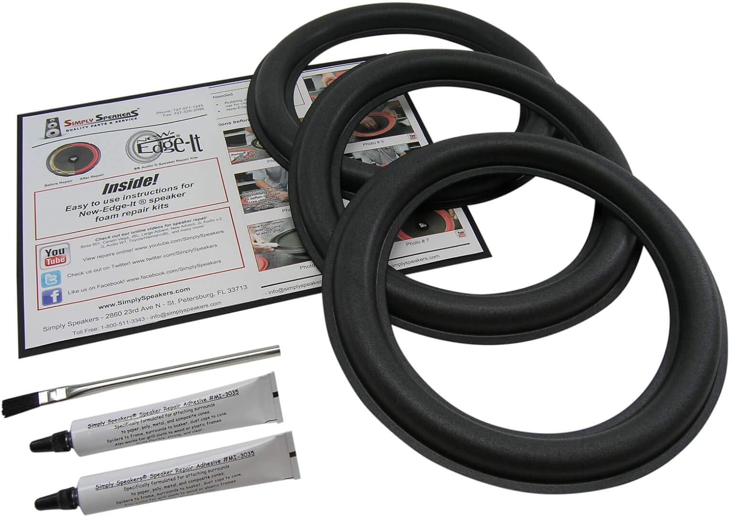 JL Audio 3 Pack 10 Inch Foam Speaker Repair Kit for 10W6v2-D4