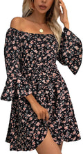 Womens Off Shoulder Ruffle Floral Summer Wedding Guest Dress 95%