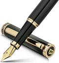 Black Fountain Pen for Men & Women - 24K Gold Nib, Elegant Gift