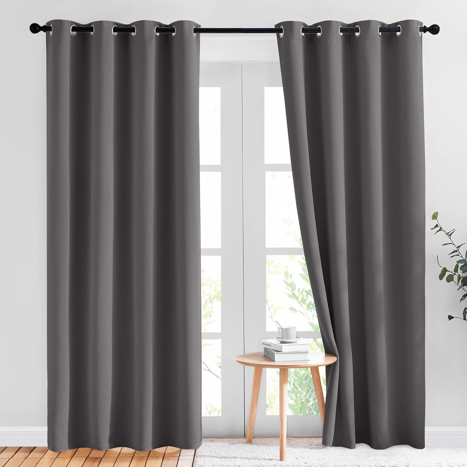 NICETOWN 84 Gray Blackout Curtains - Noise Reducing, Thermal Drapes