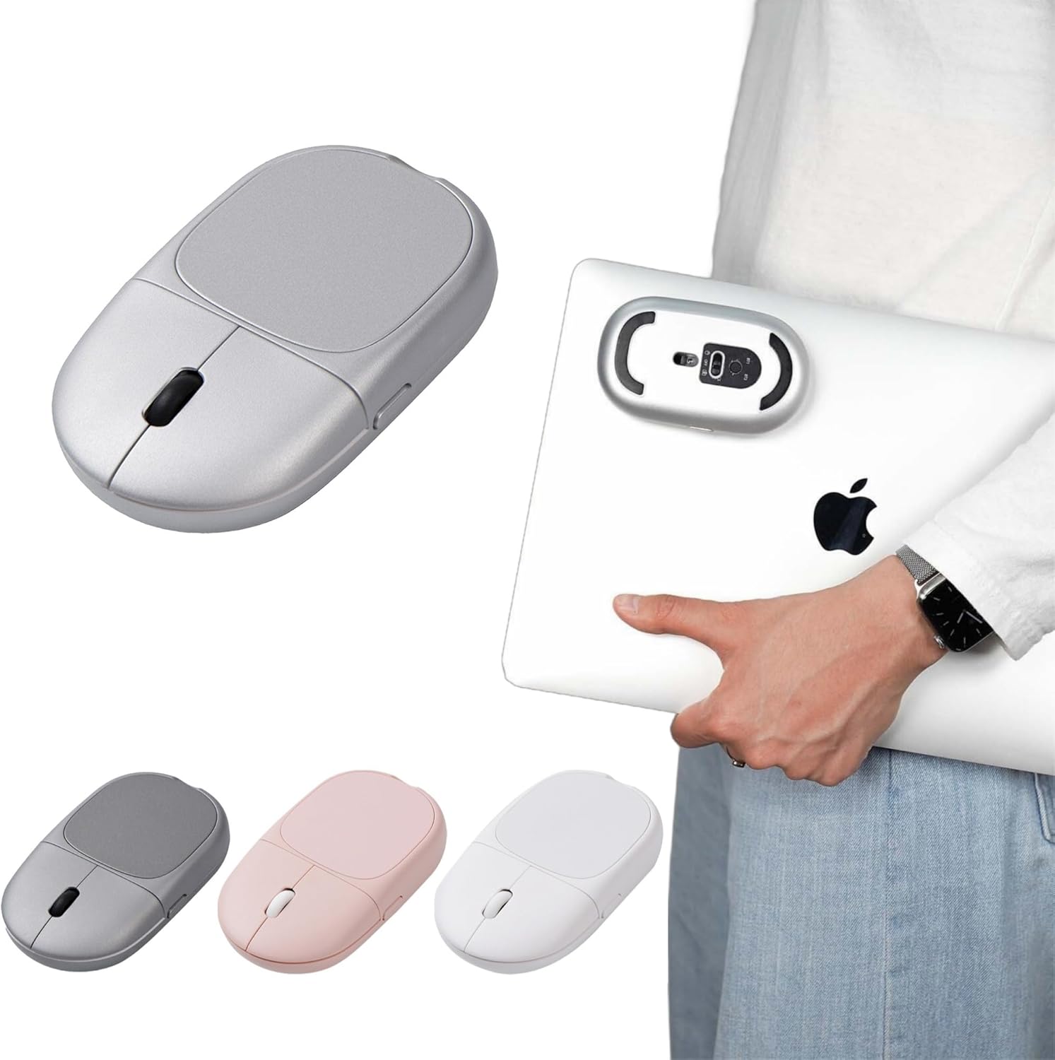 Compact Magnetic Wireless Mouse - Silent Clicks, Best for Travel