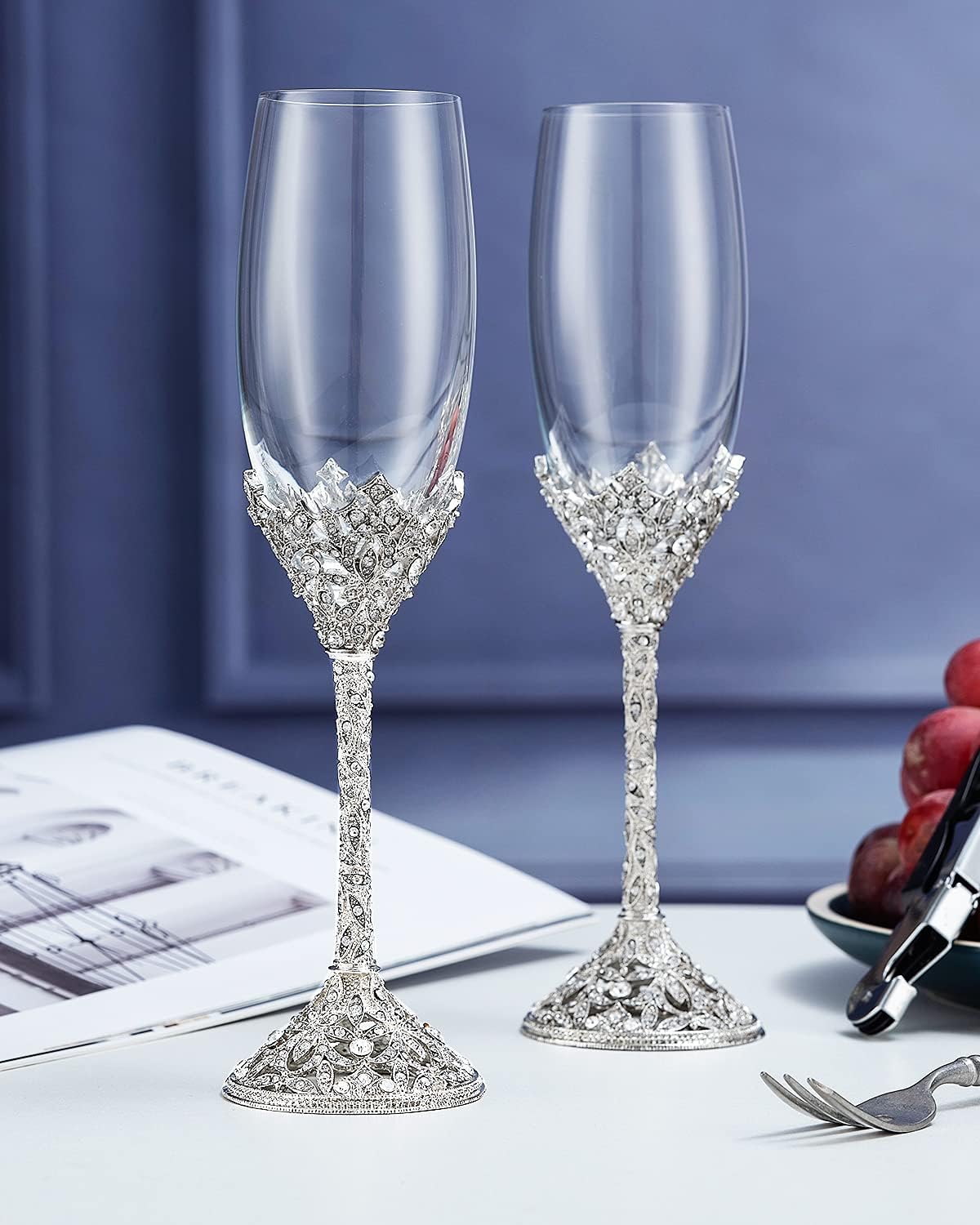 Luxurious Champagne Flutes Set of 2 for Weddings and Parties