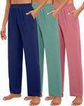 Huukeay Women's Wide Leg Lounge Pants 3 Pack - Flowy Comfortable Fit
