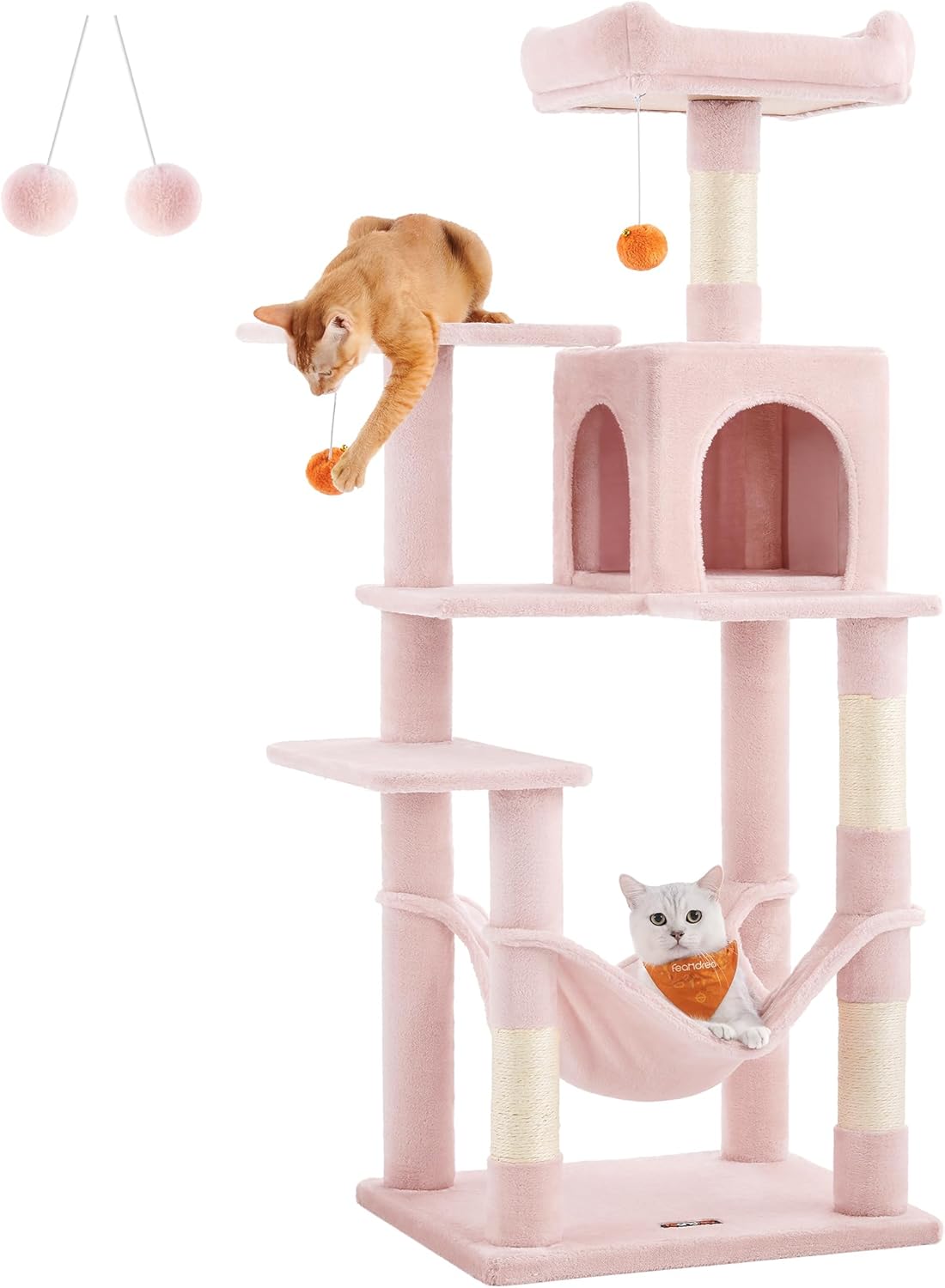 Feandrea Cat Tree 56.3-Inch Multi-Level Cat Condo for Cats