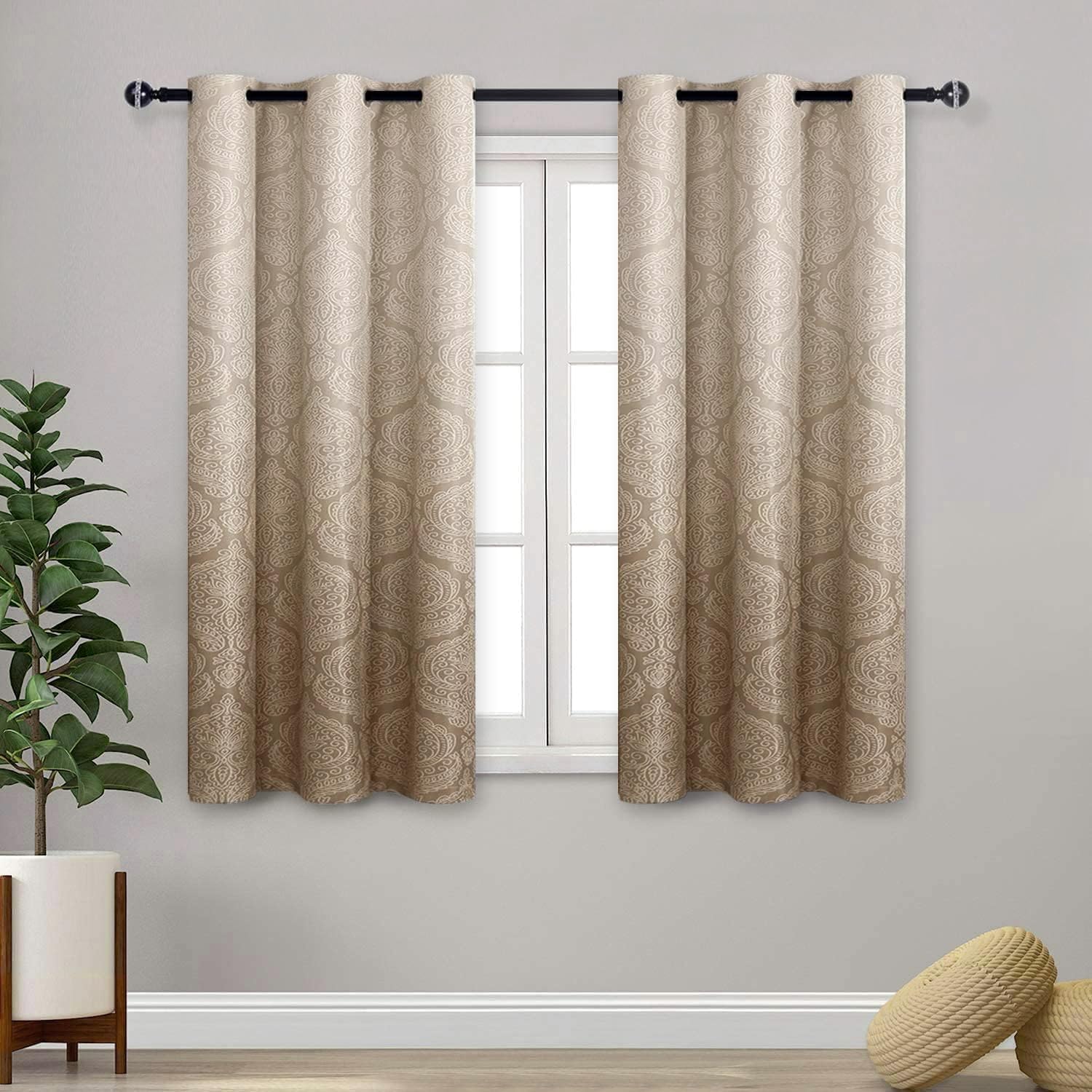 DWCN Ombre Room Darkening Curtains - Elegant Damask Design