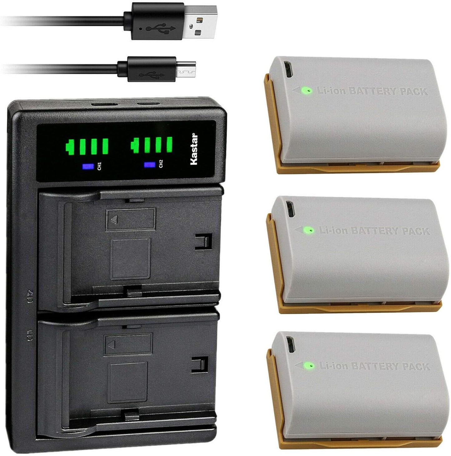 Kastar 3-Pack Battery and USB Charger for Blackmagic Cameras
