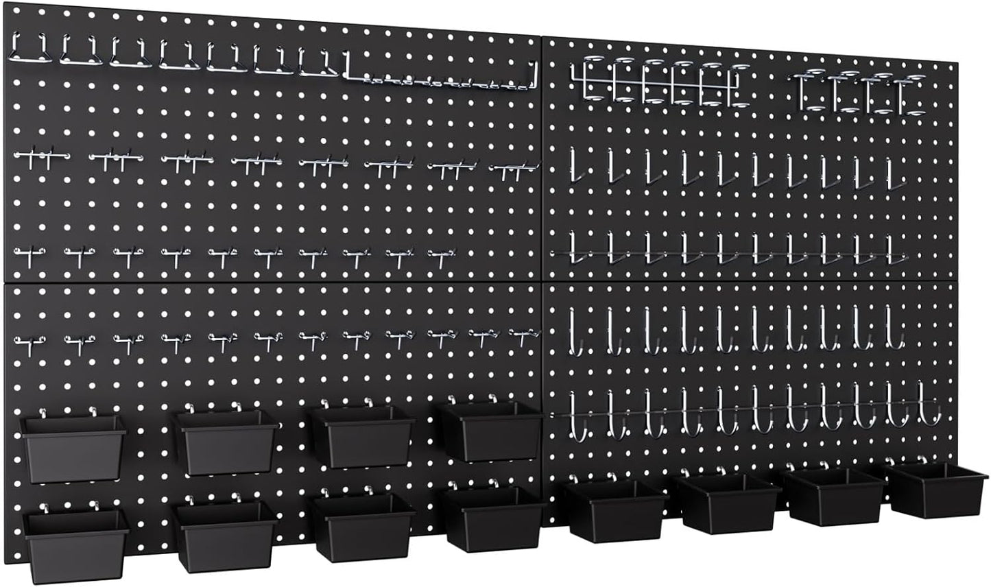 Metal Pegboard Wall Organizer Kit for Garage and Workshop Storage