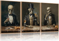 Halloween Skeleton Canvas Wall Art Set of 3 - Gothic Skull Prints