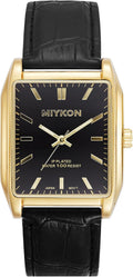 Men's Classic Tank Square Watch with Black Leather Strap
