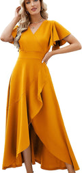 Long Black Formal Dresses for Women - Elegant V Neck Wrap Gown Women's