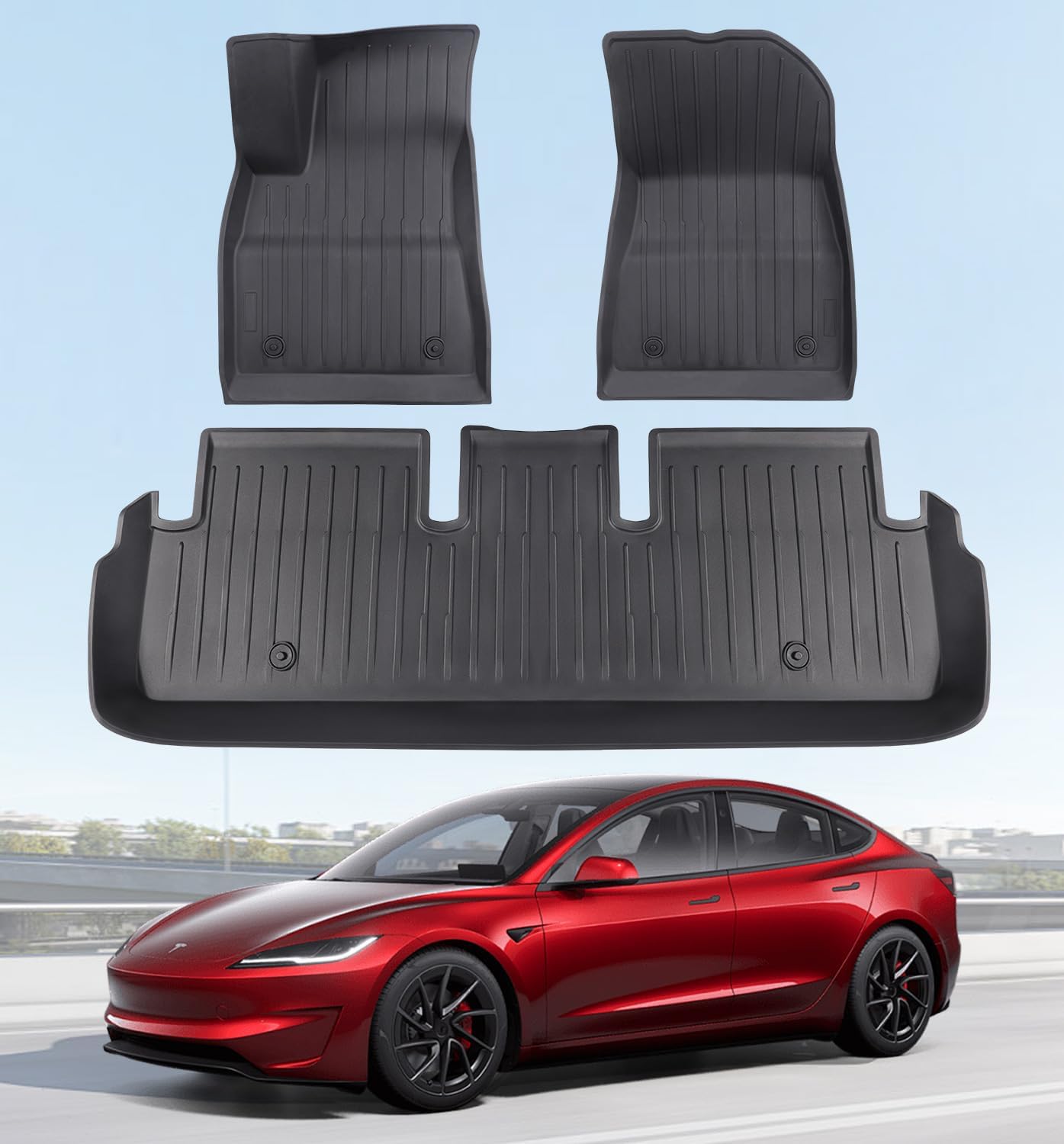 Custom Fit All Weather Floor Mats for Tesla Model 3 Highland