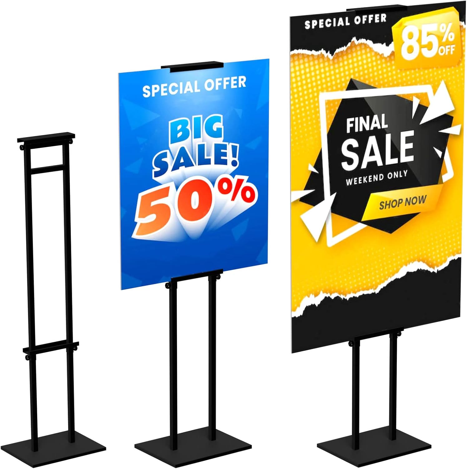 Double-Sided Poster Stand for Display, Adjustable 75 in Height
