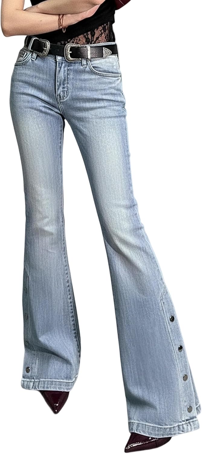 EMMIOL Women Bell Bottom Jeans Stretchy Flare Vintage Denim