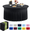 Black Round Spandex Tablecloth 8 Pack for 60 in Tables - Fitted