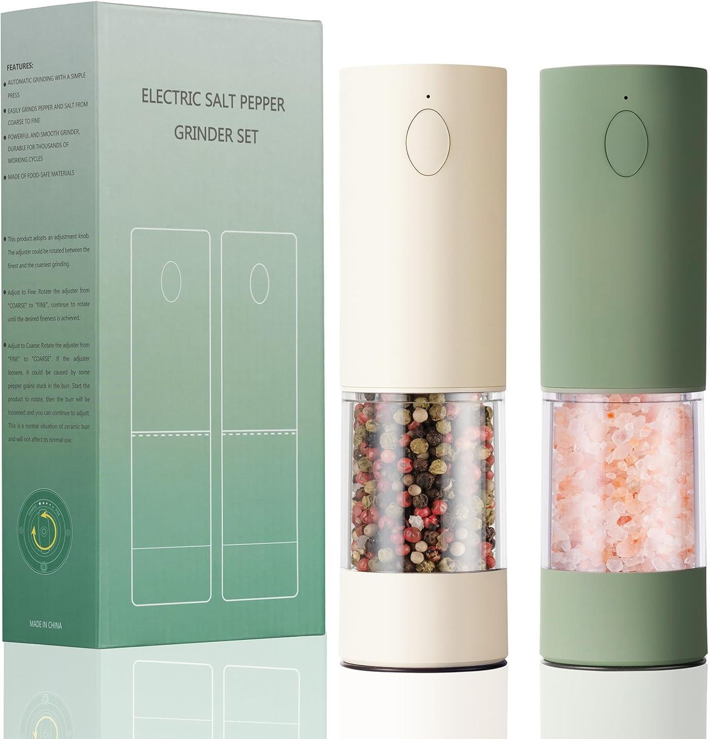 Electric Salt & Pepper Grinder Set with USB Rechargeable Design