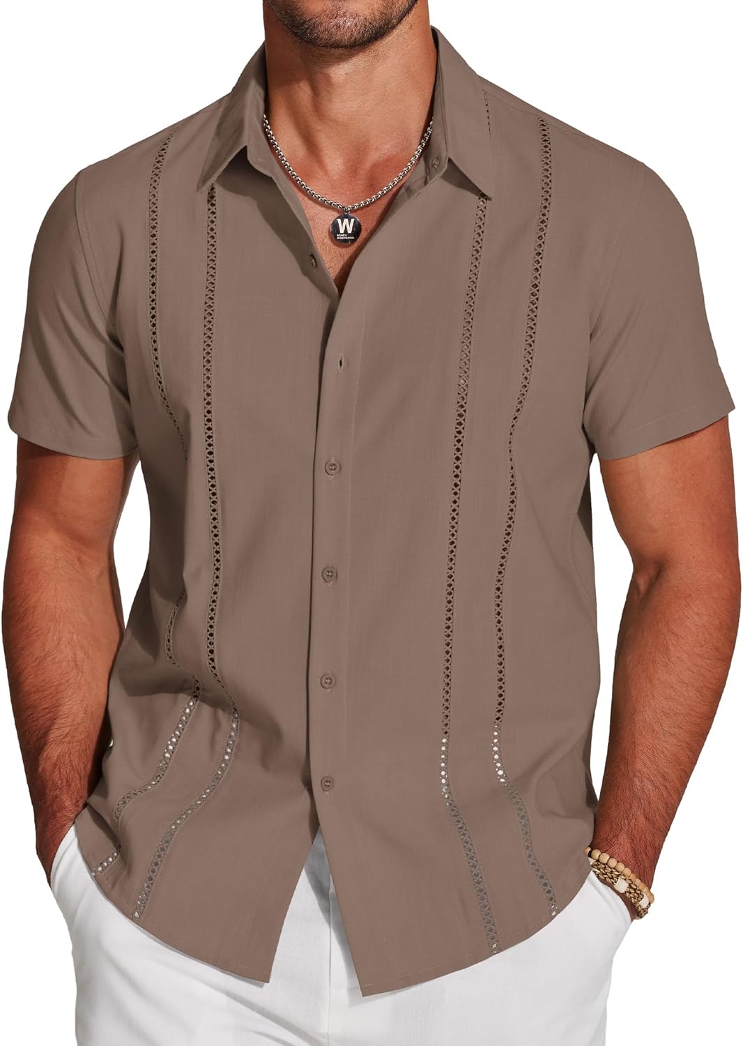 COOFANDY Men's Cuban Guayabera Shirt for Summer Style