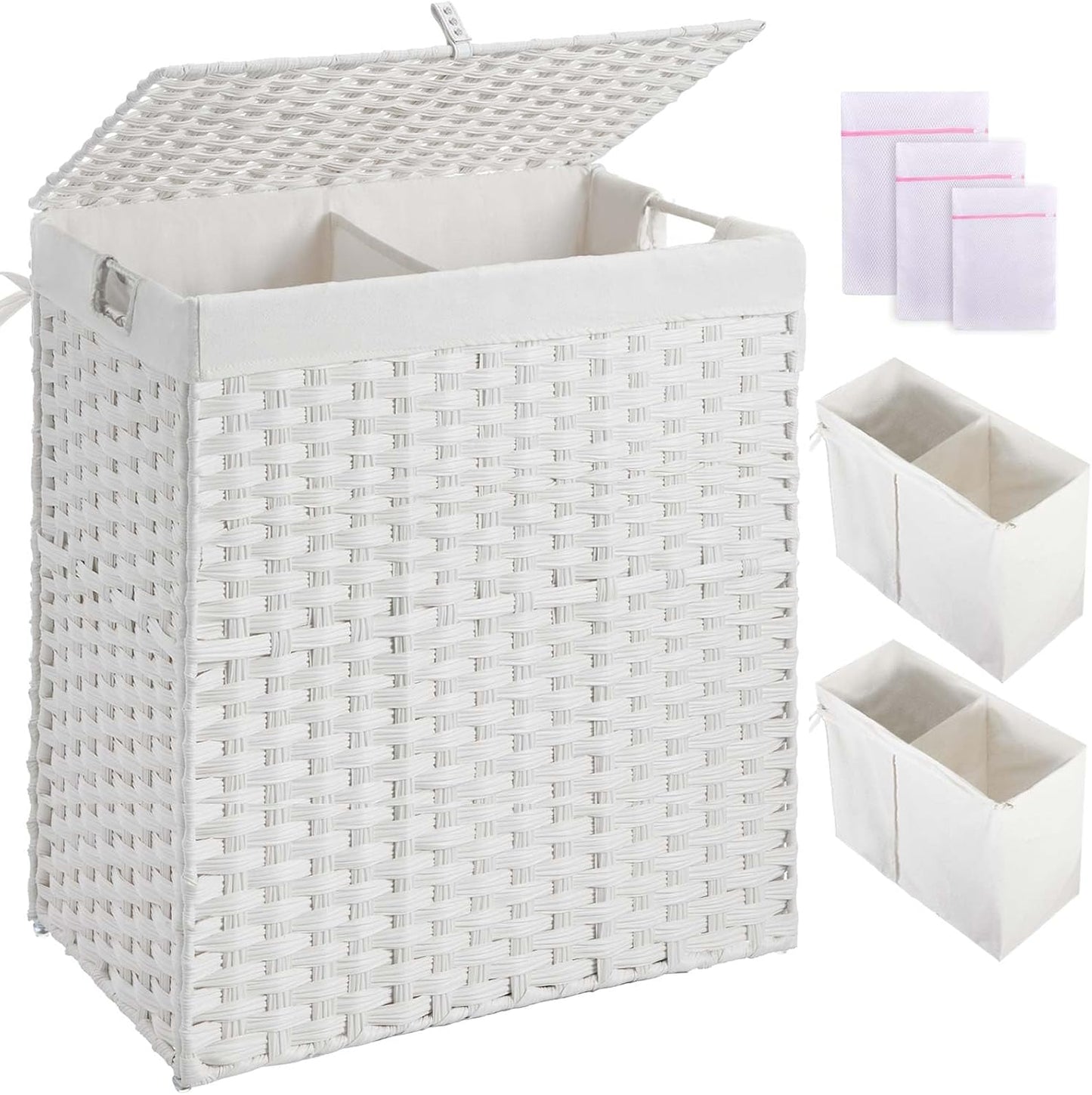 Greenstell Laundry Hamper with Lid - 110L Wicker Basket