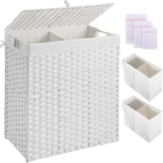 Greenstell Laundry Hamper with Lid - 110L Wicker Basket