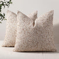 Striped Throw Pillow Covers 20x20 Set of 2 Beige Boucle - Chic