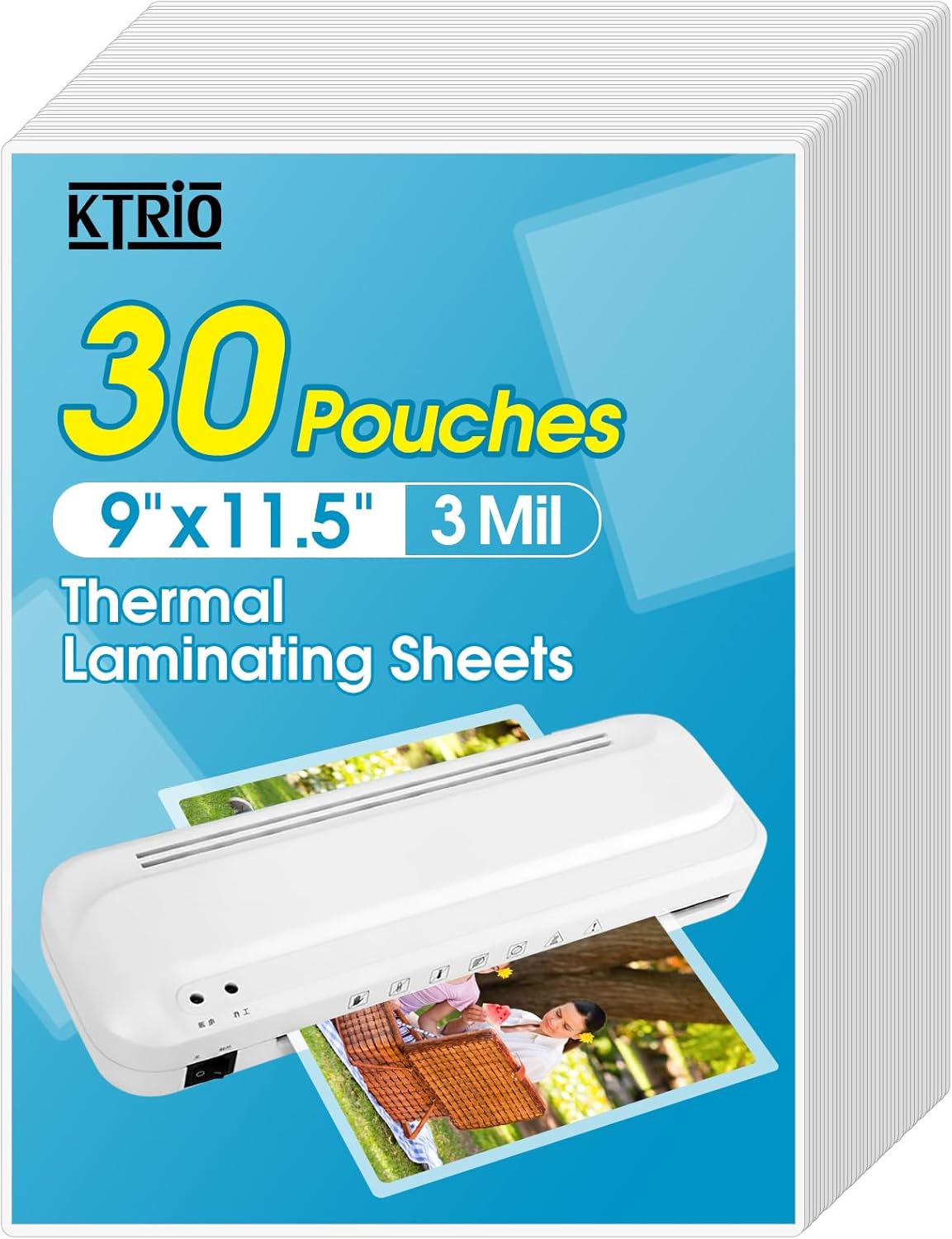 KTRIO 3 Mil Clear Laminating Sheets, 30 Pack - Protect Documents with Ease!