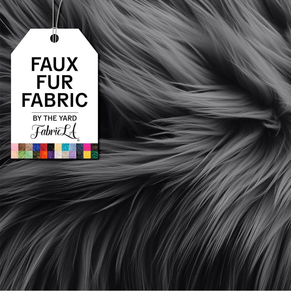 Luxurious Dark Gray Faux Fur Fabric for Crafting and Sewing