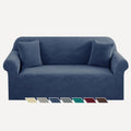 Jacquard Stretch Sofa Cover for 2 Cushion Loveseat - Begonia Leaf Navy