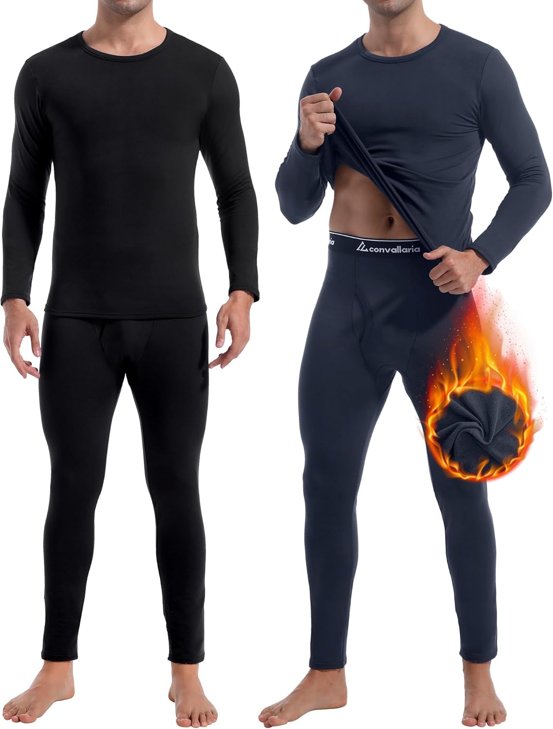 Thermal Underwear Set for Men - Fleece Lined Long Johns
