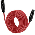 Balanced XLR Cable Male to Female - 50 ft Red - Pro 3-Pin Microphone