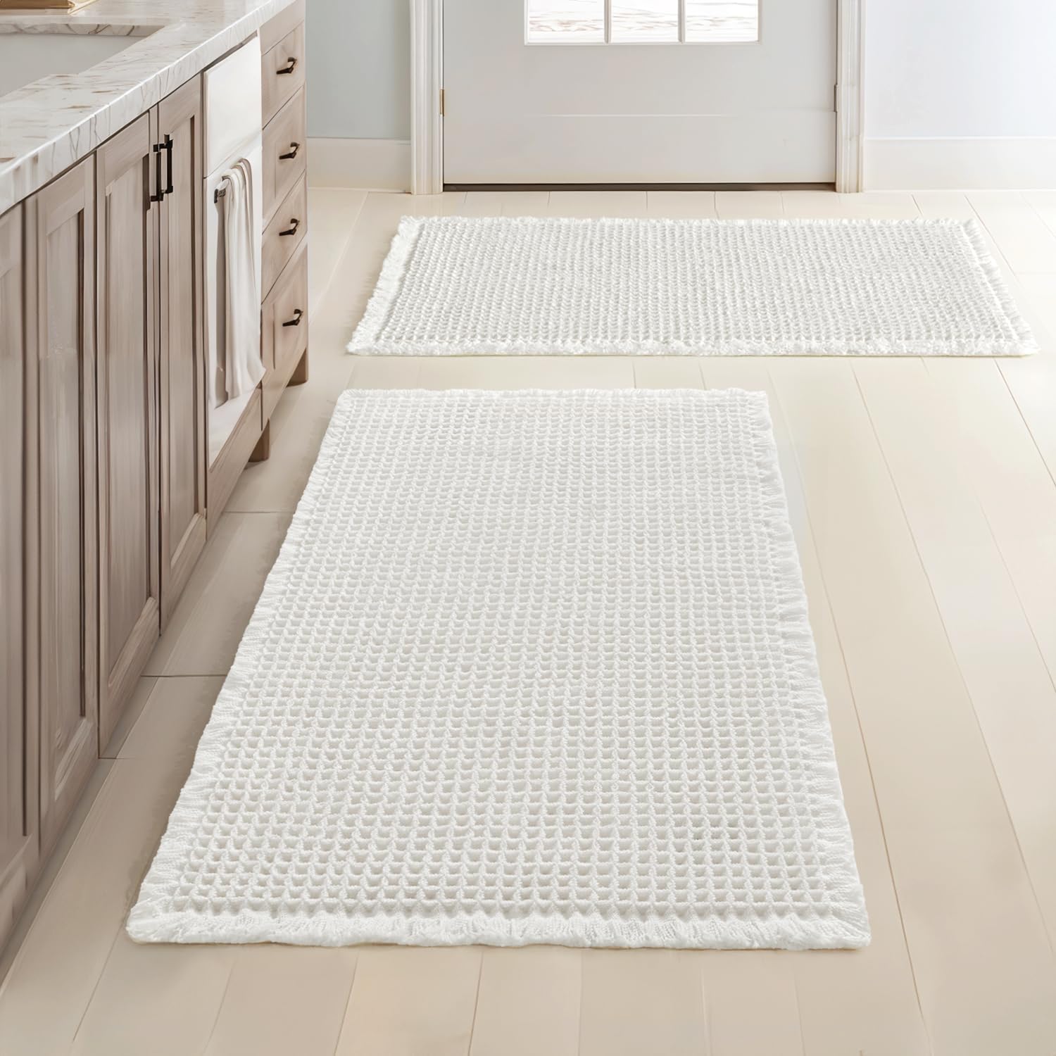 MIULEE Set of 2 Waffle Bathroom Rugs for Cozy Comfort