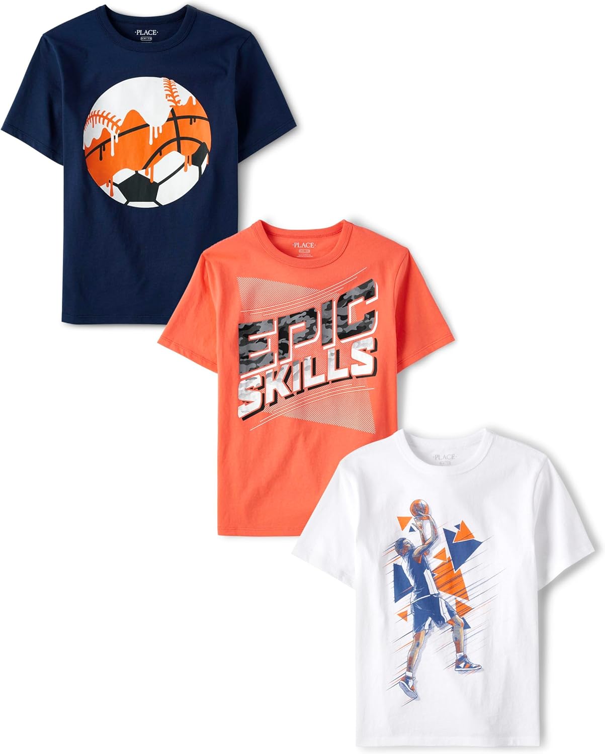 Boys' Sports Short Sleeve Graphic T-Shirts Multipack for Kids