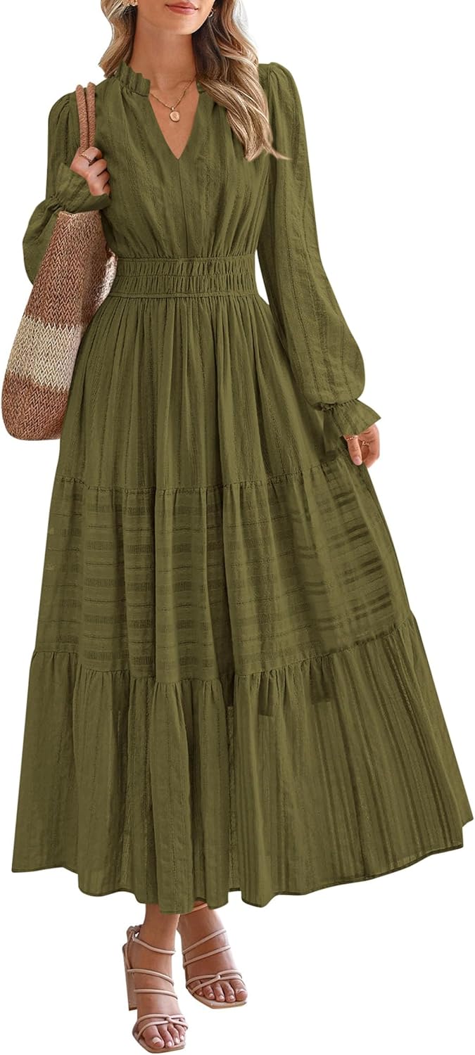 PRETTYGARDEN Women's Fall Wedding Guest Maxi Dress with Pockets