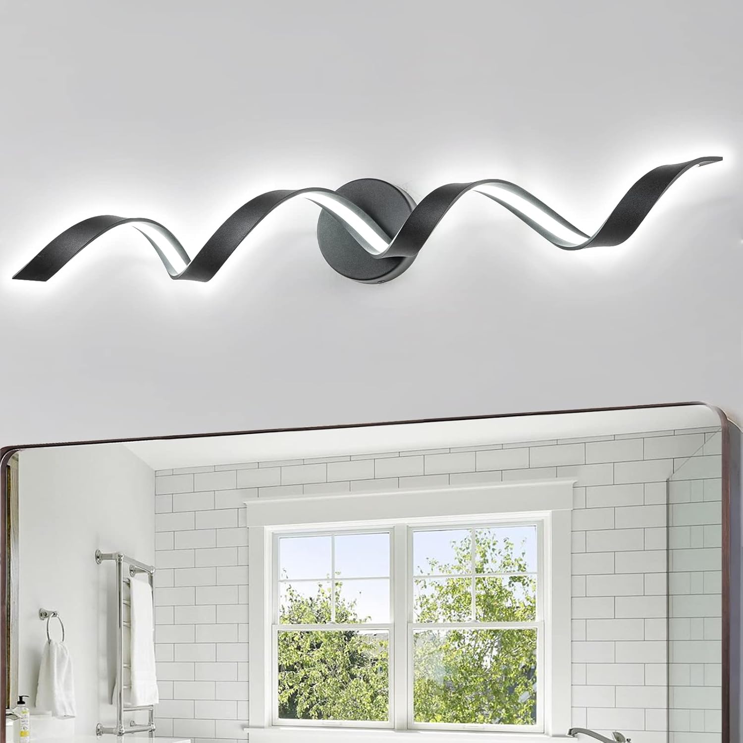 Dimmable Modern LED Bathroom Vanity Lights with Unique Spiral Design