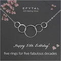 Cool Gifts for 50 Year Old Woman 5 Circle Necklace - Sterling Silver