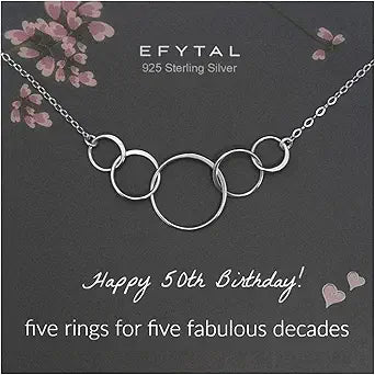 Elegant 50th Birthday Gifts for Women - 5 Circle Necklace