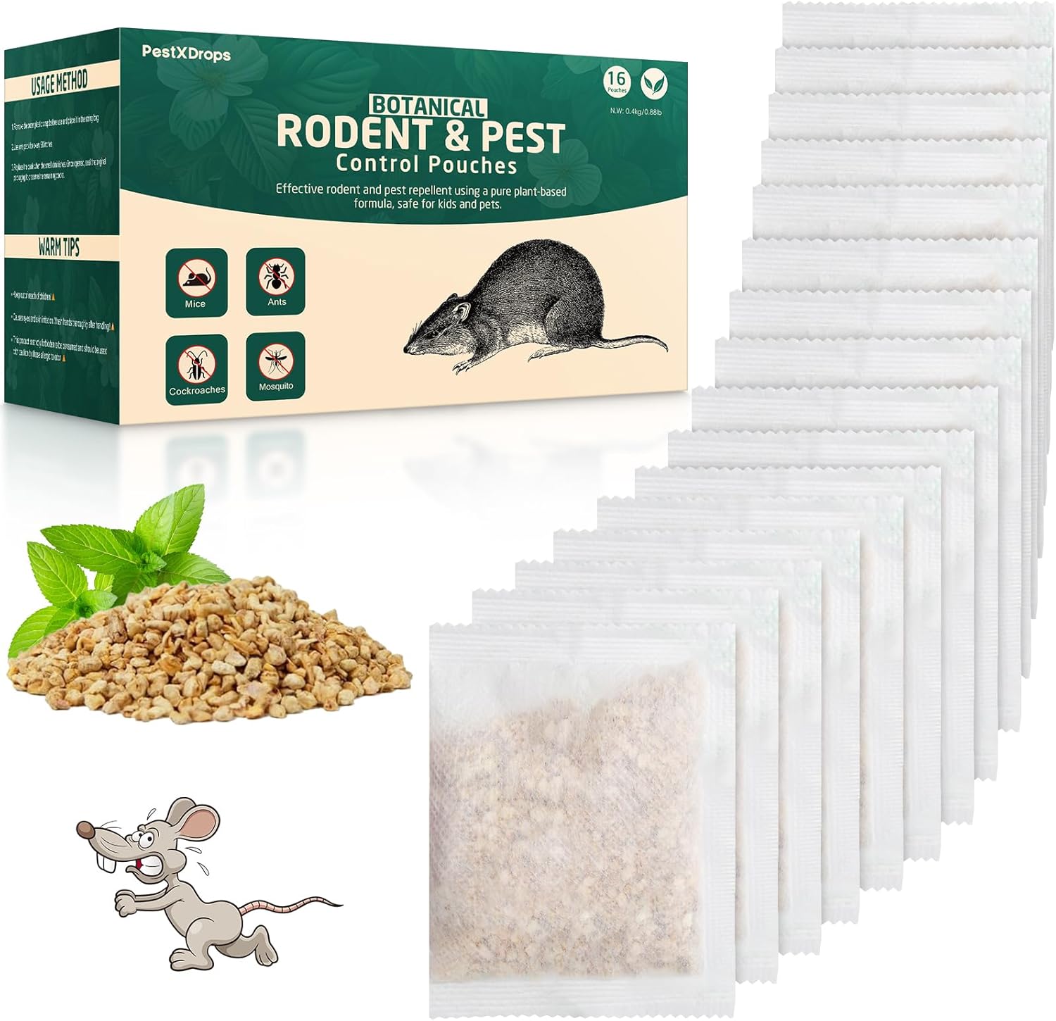 16-Pack Peppermint Rodent Repellent Pouches - PestXDrops