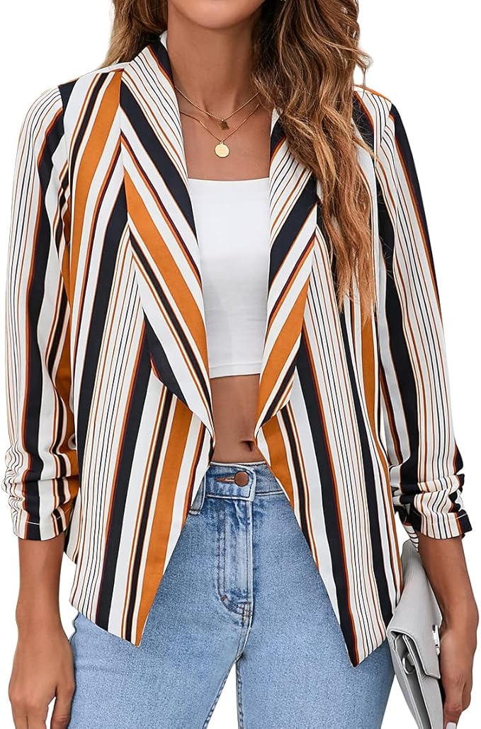 GRECERELLE Women's Blazer Suit Open Front Cardigan for Office