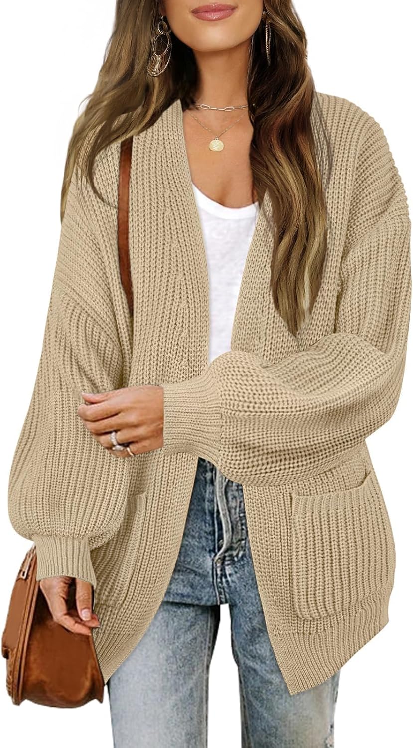 MEROKEETY Women's Open Front Chunky Cardigans for Cozy Style