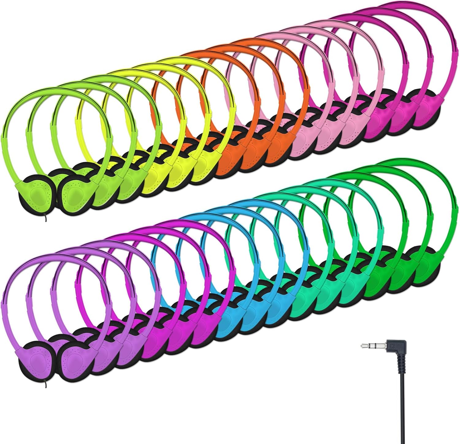 20 Pack Class Set Headphones for Kids - Adjustable Earphones
