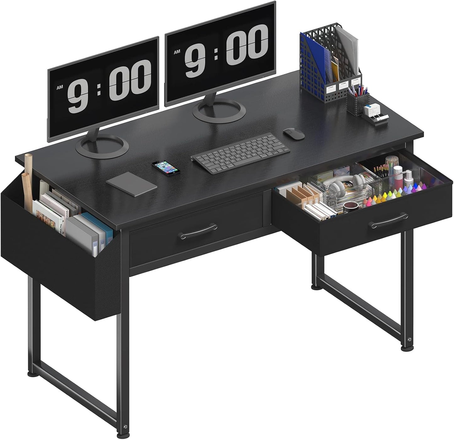 40 Small Gaming Desk with 2 Fabric Drawers