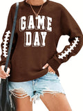 Game Day Football Sweatshirt Women Cute Graphic Funny Sunday Casual