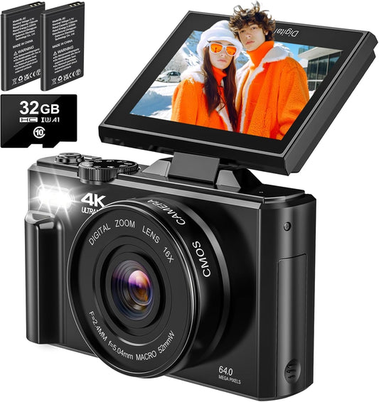 4K Digital Camera with 64MP for Vlogging and Photography